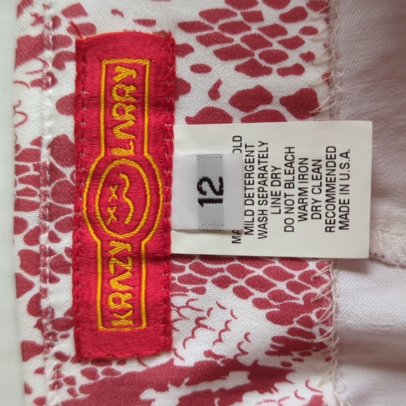 Krazy Larry Snakeskin Print TUMMY CONTROL Rayon Pants 12 Red White - Picture 3 of 15